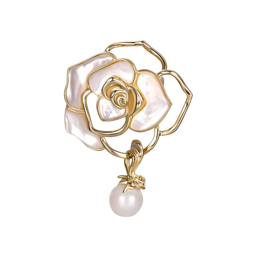 Flying flower brooch, high-end women's light luxury camellia sweater dress pin to fix clothes to prevent exposure and give Valentine's Day gift. One camellia pearl brooch