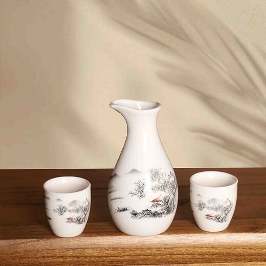 Five-piece wine set, 1 pot, 4 cups, generous Qingshan Green Kettle, heart-shaped cup set, liquor, spirits, wine divider, sake, Qingshan Green Water, 1 pot, 4 cups (with gift box)