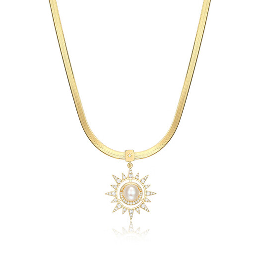 Zhongchi MonteLuna Sun and Moon Necklace Pearl Pendant Plated 18K Gold Snake Bone Chain Light Luxury Gift Sun and Moon Necklace