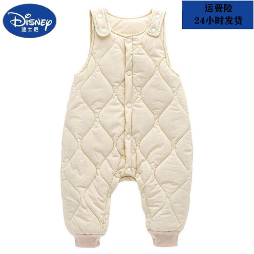 Disney brand children's down pants for boys and girls, autumn and winter overalls cotton pants, baby jumpsuits, thickened warm trousers, apricot (darker color) 90cm