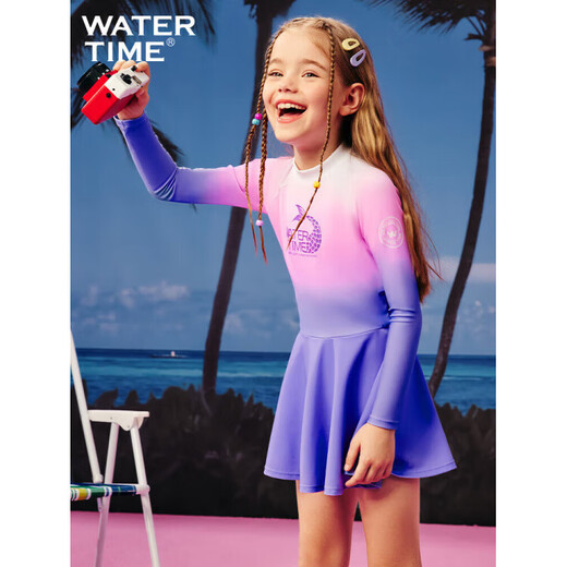 WATERTIME children's swimsuit girls summer one-piece sun protection middle and large children's swimsuit new hot spring 110 (4)