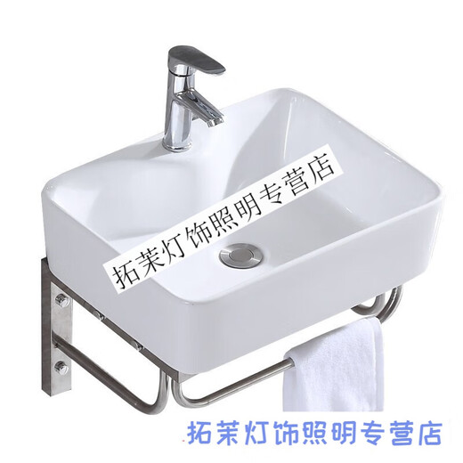 Small apartment balcony bathroom Nordic wall-mounted wall-type wash basin single basin bathroom toilet household face washing simple model No. 13 4837 basin + bracket + faucet