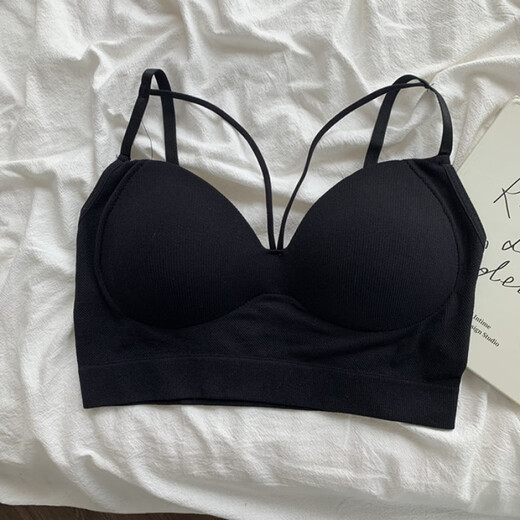 Ji Yafuxia's new Korean style slim cross camisole bottoming outer wear all-in-one cup bra tube top beautiful back top for women black one size