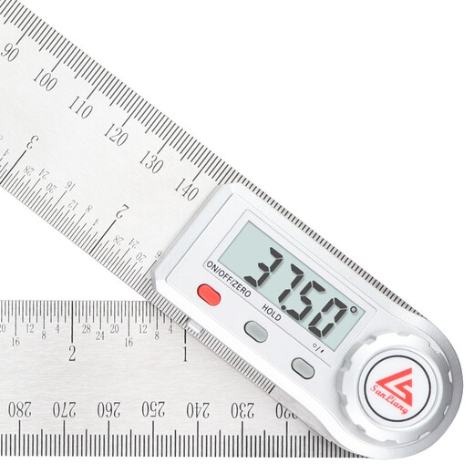Three-quantity 90-degree measuring instrument multi-function digital display angle ruler universal energy angle ruler protractor woodworking high precision JDC07 0-500mm (stainless steel ruler body)