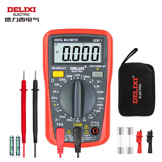 Delixi electrical multimeter digital burn-proof backlight digital display high-precision thermometer multi-purpose meter ammeter household DEM11 (small meter) 3 1/2 battery