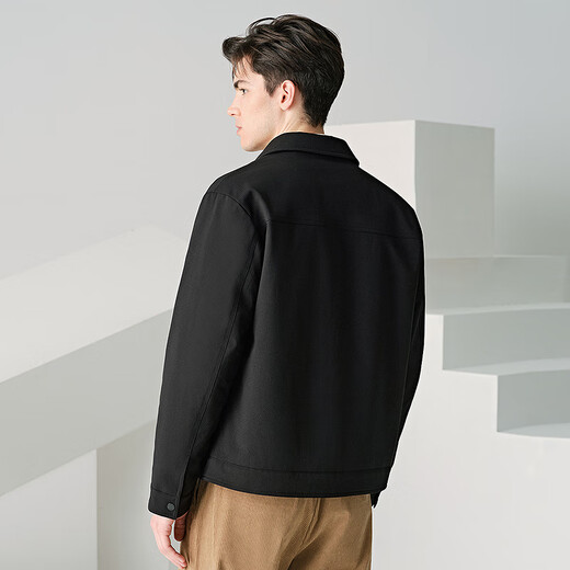 Dances with Wolves Goose Down Liner Black Gold Graphene Lapel Thickened Textured Men's Jacket 001 Black 175