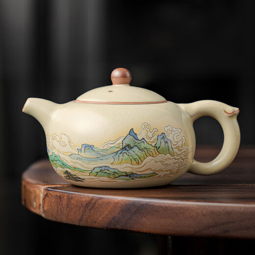 Qixuanyuan Huangru Kiln Qianli Jiangshan Xishi teapot light luxury high-end ceramic personal teapot Kung Fu tea set accessories