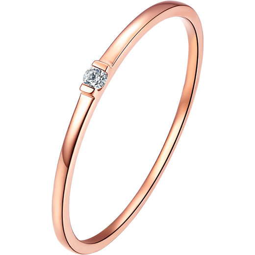 Saturday Fortune 18k gold diamond ring women's simple single diamond rose gold diamond ring KIDB021814 No. 14 birthday gift