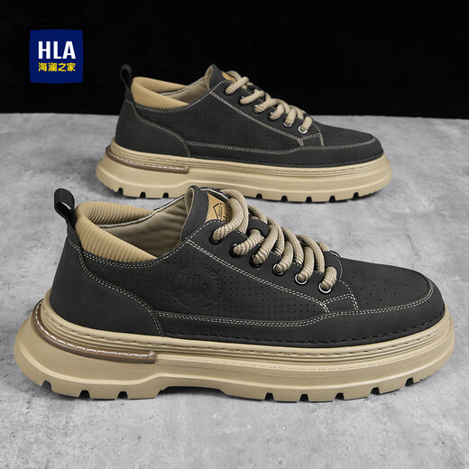 Heilan House HLA Zapatos de Hombre Zapatos de Trabajo versátiles Zapatos Informales de Trabajo de Moda para Hombre H061 Negro (Transpirable) 42