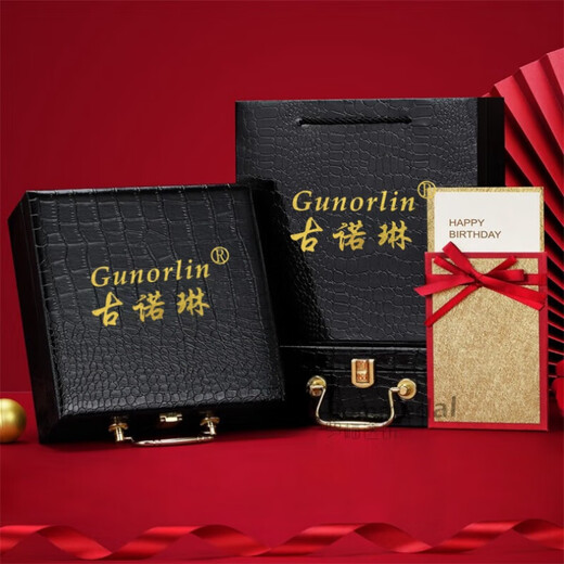 古诺琳 GUNOR LIN轻奢品牌男士皮带真皮自动扣腰带纯牛皮商务裤腰带生日礼物送老公 G653荔纹咖带115cm【精美包装】 115cm 其他尺寸请下单备注