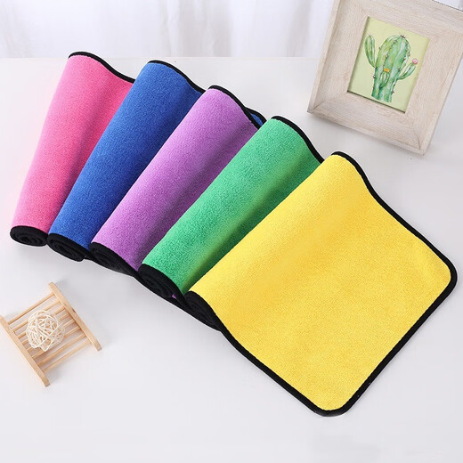 Xinrongda rags absorb water and do not shed lint, kitchen towels, dishwashing cloths, hotel offices, catering cleaning, household car wipes, random colors 20*30, double-sided thickening, 5 packs
