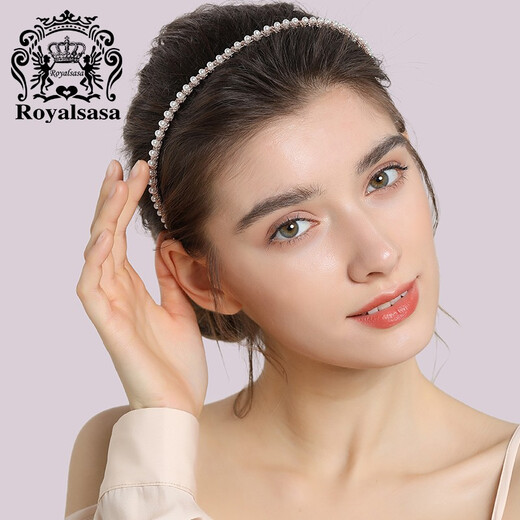 Royal sasa royal salsa Korean hair accessories sweet and thin headband simple imitation pearl headband pressed hair clip adult women's headwear