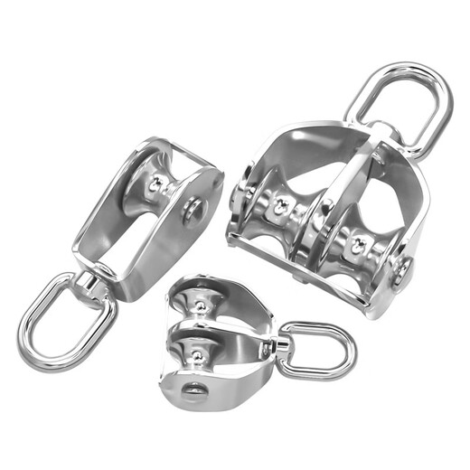 Fengji 304 stainless steel pulley, wire rope, U-shaped lifting ring, fixed pulley, single and double wheels, lifting pulley, hook, labor-saving tool, M15 single wheel