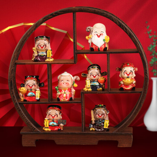 
Shangshan Ruoshui <Five Road God of Wealth> Ornaments Bo Ancient Shelf Crafts Q Edition Living Room Decoration Office Desktop Gift Entrance Host Gold Cloth + Handheld Gift Box