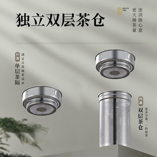 SUPOR thermal kettle stainless steel teapot household thermos large capacity stew teapot thermal kettle stuffy warm kettle sand gold red 1L with tea warehouse