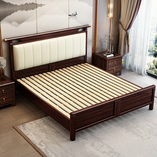Laishida Chinese style ebony solid wood bed master bedroom 1.8m double high-end light luxury wedding bed YF9904 1.8 bed