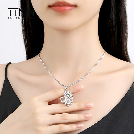 TTMIX women's pt950 platinum pendant peacock open screen pendant temperament platinum necklace 6.9-7.1g