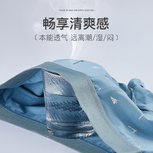 Fenton underwear men's pure cotton 3-pack printed men's thin close-fitting mid-waist boxer briefs