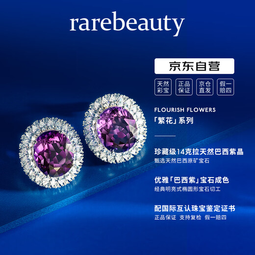Rarebeauty natural amethyst earrings women's silver jewelry gem amethyst earrings fashion high-end birthday gift for girlfriend