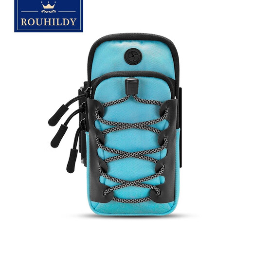 ROUHILDY running mobile phone arm bag outdoor mobile phone bag men's and women's universal sports mobile phone arm bag wrist bag waterproof mobile phone bag light blue
