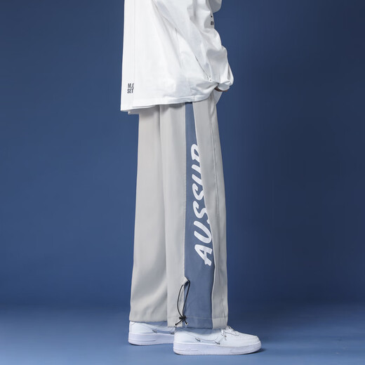 Dingfengbaoluo casual pants men's high street drawstring anklet autumn loose trendy overalls large size HM9072 gray L