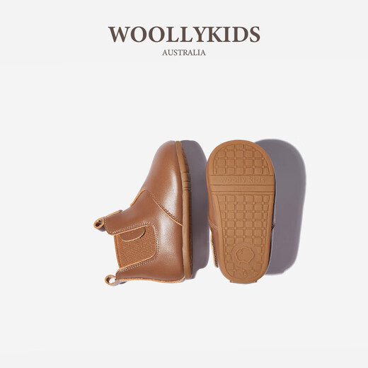 Lamb Wally woollykids baby genuine leather Martin boots for boys and girls autumn new soft-soled toddler shoes anti-slip shoes chestnut color inner length 14cm suitable for feet 13.5cm long