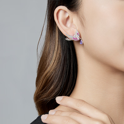 Makino Natural Colored Treasure 925 Silver Tanzanite Gemstone Earrings Magpie Earrings Original Design Colored Treasure Earrings