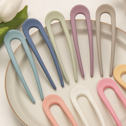 Yililuo bonbonfarbene U-förmige Haarnadel für Mädchen, süße und vielseitige Haarnadel für Frauen, einfaches Temperament, Haarschmuck im koreanischen Stil, drei Packungen, zufällige Farben