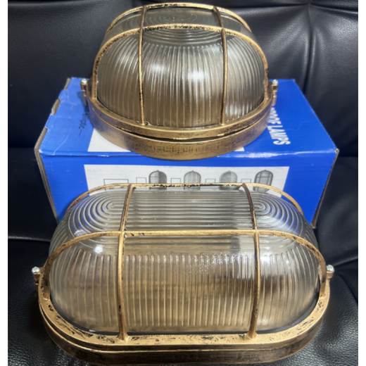 Yilin waterproof lamp, moisture-proof lamp, garden lamp, balcony lamp, outdoor lamp, outdoor wall lamp, explosion-proof lamp, wall lamp, factory lamp, bronze small oval-20*10 cm including 12 watt LED lamp