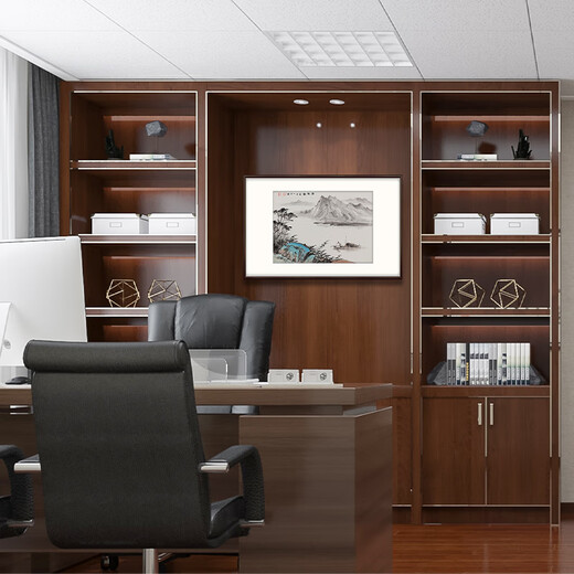 Bogu Painting Garden hand-painted new Chinese-style entrance decorative painting landscape painting restaurant hanging painting corridor aisle mural Chinese painting tea room ink painting elegant walnut Luban ruler lucky number length 102cm * height 68cm