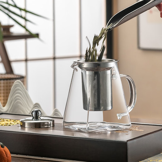 Genasi glass teapot tea water separation office home brewing tea artifact stainless steel filter Kung Fu tea set