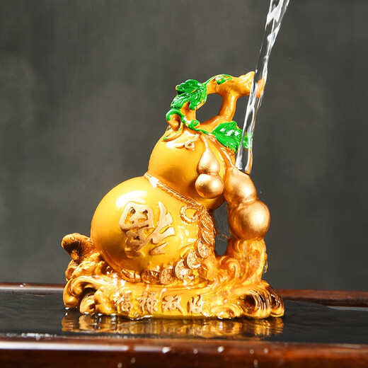 Xixi Taitai color-changing Fulu double harvest lucky tea pet ornaments boutique can raise creative gourd tea table tea play accessories decorative furnishings Fulu double harvest gold