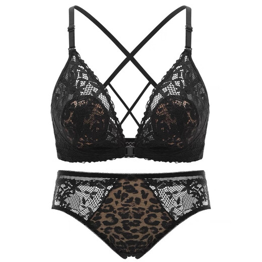 Aimu Autumn and Summer Brand Underwear Feminine Front Button Big Breast Revealing Small Push Up Side Breast Beautiful Back Lace Bra Set Black Single Underwear 40/90A (Push Up to Prevent Sagging)