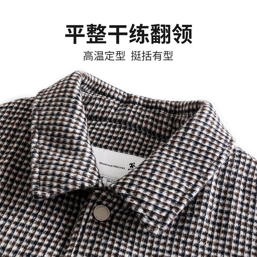 Dances with Wolves Wool Jacket Men's Winter Fashion Houndstooth Jacket Men's Down Jacket 003 Medium Gray 185