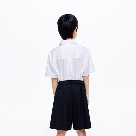 Little MO&Co. Children's clothing summer new style boys' pure cotton short-sleeved shirt performance dress KBD2SHT007 white 110 110/56