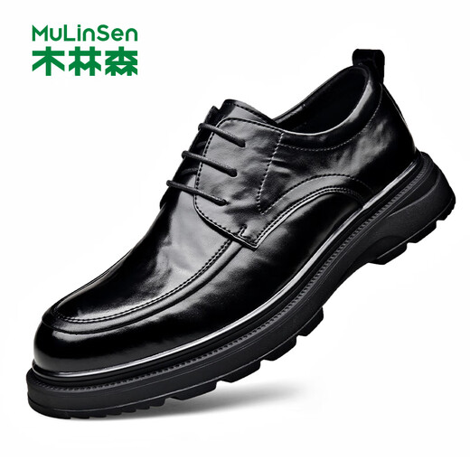 MULINSEN leather shoes men's genuine leather soft-sided formal business casual shoes spring and autumn lace-up round toe soft leather driving shoes for men dad shoes DY-MLS236158 black 40