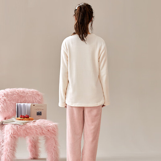 Nanjiren Pijamas para Mujer Otoño E Invierno para Mujer Además Jersey De Franela De Terciopelo Informal Se Puede Usar Fuera De La Ropa del Hogar Traje Mi L