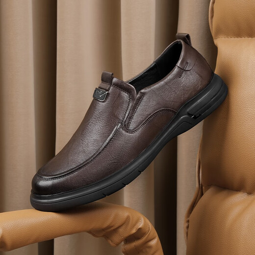 Red Dragonfly Men's Shoes New Business Casual Leather Shoes Commuting Men's Shoes Soft Sole Dad Shoes WTA33105 Brown 39