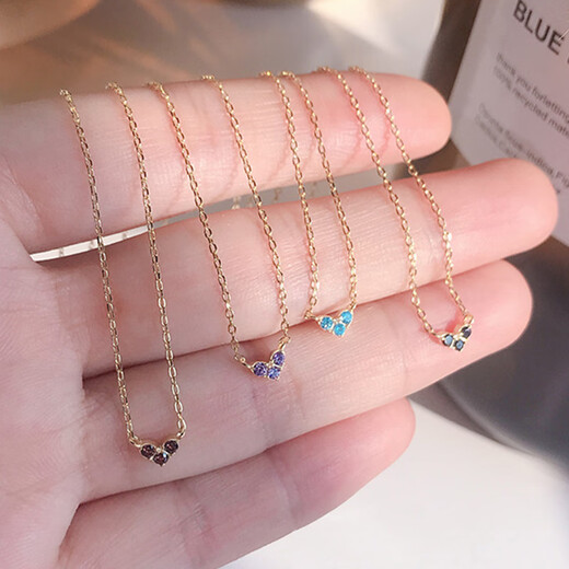 Shantou Lincun's same style emerald necklace love December birthstone small diamond inlaid light luxury December Tanzanite