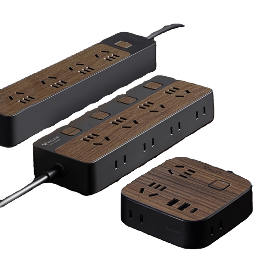 Bull wood grain gap socket flat plug against the wall power cord gap sandwich household plug strip 14mm plug 6 sockets 3 meters R3330