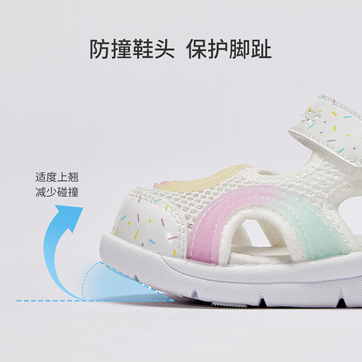 DAVE&BELLA boys' sandals, sports girls' shoes, children's baby shoes, toddler shoes, mesh breathable summer new children's shoes, white, in stock 24 (shoe inner length 15.4cm)