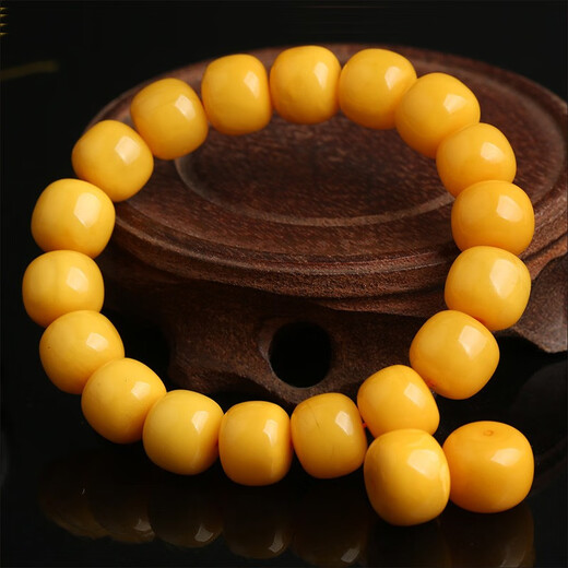 Lingwuqijiu natural raw mineral beeswax old-style barrel beads single beads loose beads spaced beads Buddha beads bracelet single amber bracelet accessories drum beads loose beads diy accessories star and moon rudraksha beads diameter about 7mm single