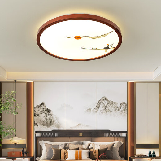 Jundi New Chinese style bedroom ceiling lamp LED living room lamp simple and elegant master bedroom lamp dining room study Chinese style lamp Elk style-three-tone lighting