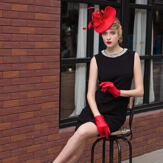 EE original design European and American fashionable lady hat Elegant and versatile Jockey Club lady style hat for women 2336 red