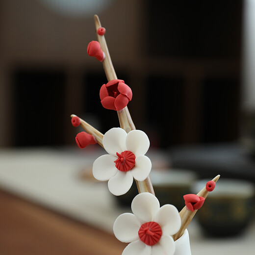 Oriental clay ceramic handmade vase tabletop decoration living room flower arrangement modern home bedroom art decoration D04-89A plum vase handmade art