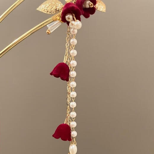 Antimei married mother’s hairpin, mother-in-law’s wedding banquet, cheongsam, headdress, bride’s engagement toast outfit, hairpin, antique style hairpin, red rose tassel hairpin