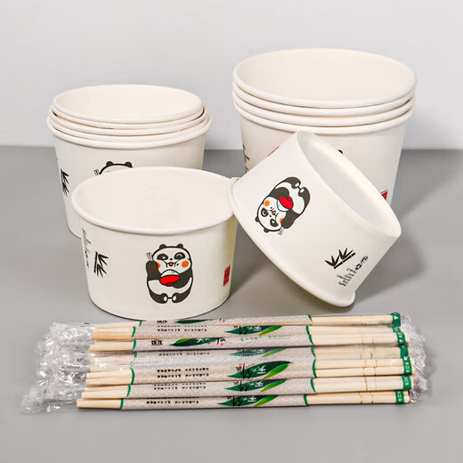 Disposable bowls and chopsticks, household thickened instant noodle paper bowls, commercial packed lunch boxes, disposable bowls and chopsticks, whole box batch, thickened 1000 type paper bowls and chopsticks, 100 sets