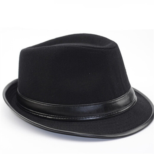 Gardenia hat men's spring and autumn hat men's hat winter woolen warm autumn and winter middle-aged and elderly jazz hat winter old man hat gray leather edge