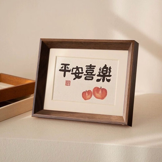 Wooden photo frame for table setting, photo mounting, 6-inch, 7-inch, and 8-inch high-end calligraphy picture frame, wall-mounted birthday gift frame, wood color, beveled edge, 7-inch (12.7*17.8cm), can be placed horizontally or vertically