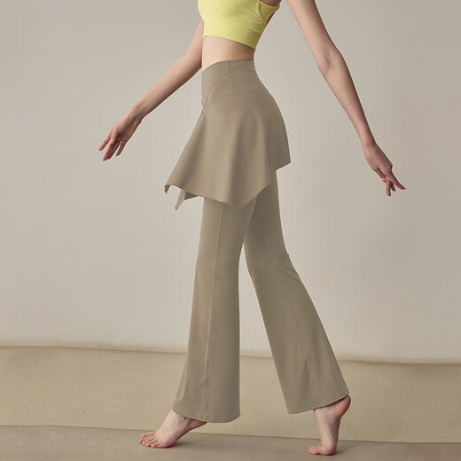 LULU CENTURY Real Two Piece Yoga Pants Women's One Piece High Waist Hip Lift Pilates Running Training Sports Micro-Large Fitness Pants Brown M